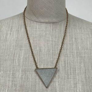 Gold-tone Silver-tone Glittery Triangles Chain Necklace and Post Earrings